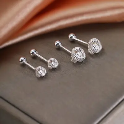 925er Silber Ruyi-Knoten-Ohrringe, einfaches Design