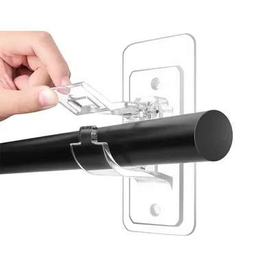 Self-Adhesive No-Drill Curtain Rod Hook and Clip for Bathroom and Bedroom - 8