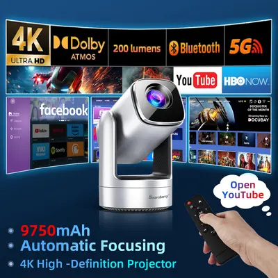 Cross-Border 4K Ultra HD Outdoor Projector with Built-in Battery, WiFi, Android Smart Projector