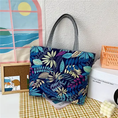 Large Capacity Printed Canvas Shoulder Bag for Women, Korean-Style Tote - 10
