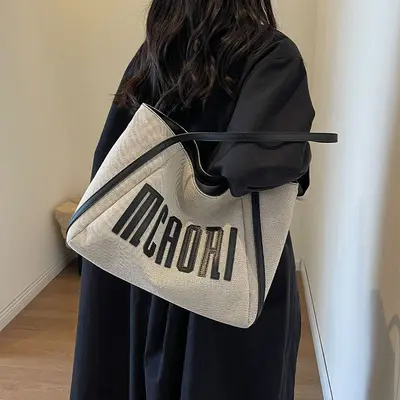 Women's Large Canvas Tote Bag, Single Shoulder Strap - 4