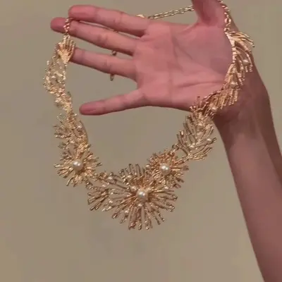 Kelebek kolye choker, vintage, saçaklı boyun zinciri - 10