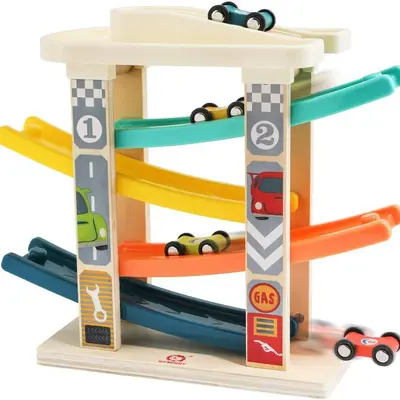 Wooden Animal Gliding Track Car Educational Toy - 3