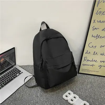 Men's Black Backpack, Simple Design for College and High School Students - 3