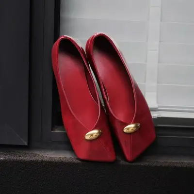 Genuine Leather Square-Toe Granny Shoes