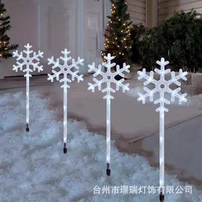 Güneş Enerjili LED Noel Baston Işık Dizisi, Çim Kar Tanesi Lambası, Açık Hava