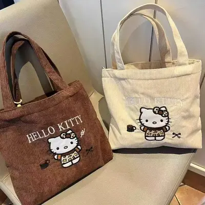Neue Original KT Katzen Cord Handtasche Kosmetiktasche mit gehobener Optik Mini vielseitig große Kapazität Wasser- und Creme Aufbewahrungstasche Tragbar - 2