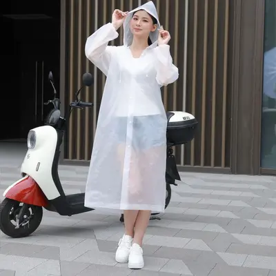 Long Transparent EVA Poncho Raincoat for Adults and Children
