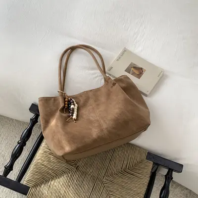2026 Large Capacity Women's Frosted Matte Tote Bag, Retro Underarm Design - 8