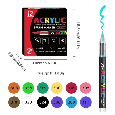 366-teiliges Acryl-Marker-Set mit weicher Spitze, stapelbar - 7
