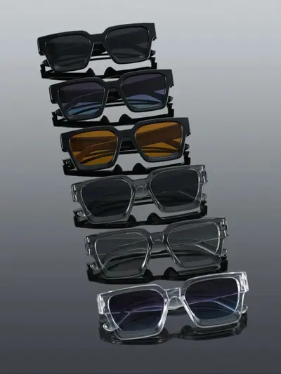 6-Pack Square Sunglasses Set for Men and Women with UV Protection - 7