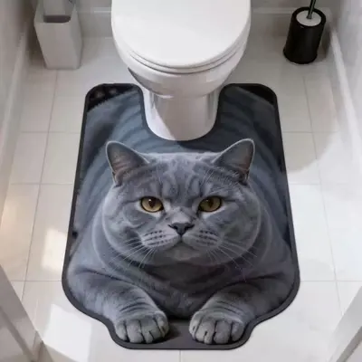 Cute Kitten Diatomite Toilet Mat, Absorbent and Quick-Drying - 11