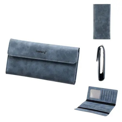 Men's Long Tri-Fold Leather Wallet with Multiple Card Slots - 8
