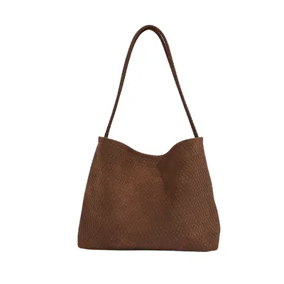 Large Woven Tote Bag for Women, Soft Single Shoulder, Korean Style - 10