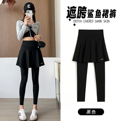 Women's Fake Two-Piece Plus Size Yoga Leggings, Thin Summer Style - 7