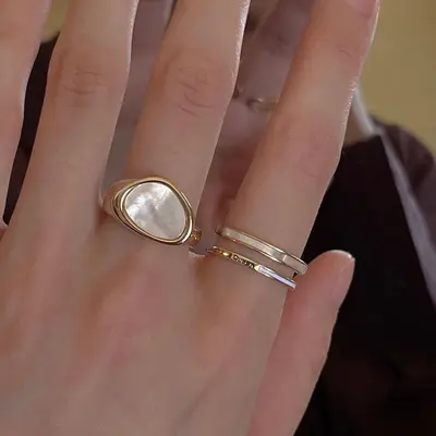 Emerald gemstone open statement ring for women