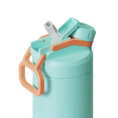 Paslanmaz çelik yalıtımlı spor su matarası, 14oz-40oz, 2 in 1 kapak - 5