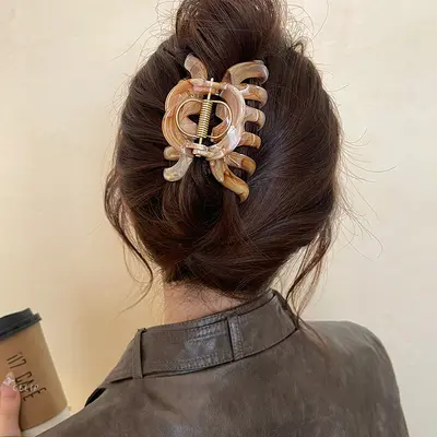 Super strong grip ~ Extra large ink pumpkin claw clip for women new premium back head shark hair clip summer 2024 hair accessories.