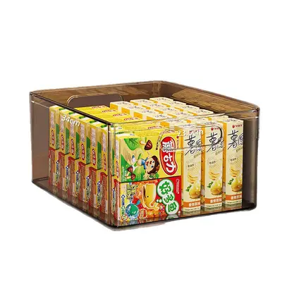 透明杂物收纳筐家用橱柜零食玩具置物篮长方形塑料桌面储物收纳盒 - 5