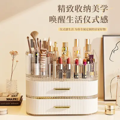 Cosmetic storage box, high capacity, dresser style