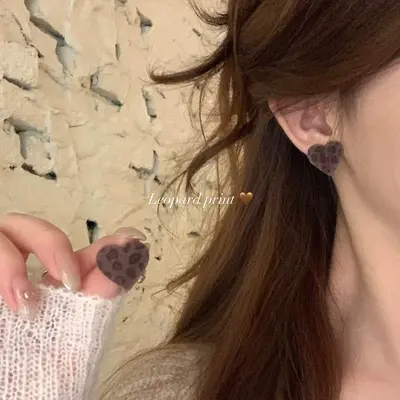 秋冬复古植绒豹纹耳环女高级感时髦夸张耳圈轻奢气质925银针耳饰 - 8