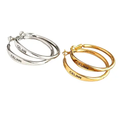 S925 silver letter design earrings