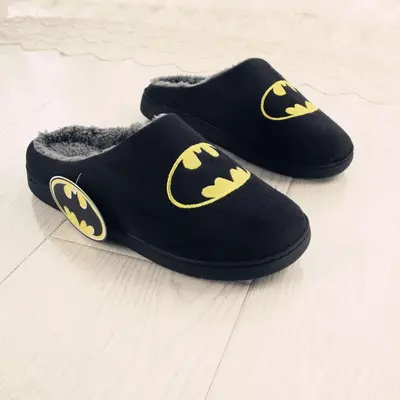 Marvel Örümcek Adam ve Batman peluş terlik, sıcak tutan ev pamuklu terlik
