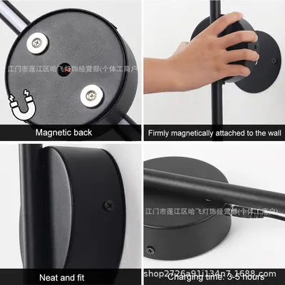 360° Rotatable Magnetic LED Wall Light with Remote Control and Dimmer