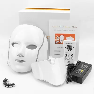 Cross-border home beauty equipment photon skin rejuvenation device LED color light spectrometer beauty device with neck mask 7-color beauty device - 7