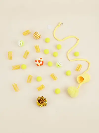 Spring Bell Ball Cat Toy Set, Self-Play, Chew-Resistant - 9