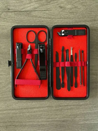 Nail care set, 24-piece, black-red, professional - 7