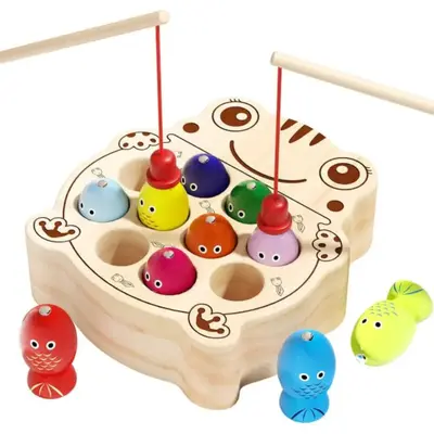 Montessori ahşap meşgul tahtası, manyetik balık oyunu - 11