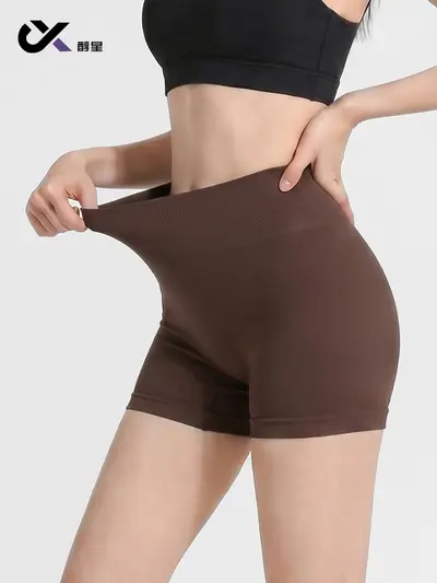 Yüksek Bel Şeftali Kalça Yoga Şortu Kadın Yaz Hızlı Kuruyan 3/4 Boy - 5