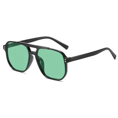 Retro-Sonnenbrille mit Doppelsteg und großem Rahmen - 12