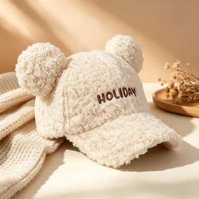 Korean-Style Women's Knit Cap with Bear Ears, Warm for Autumn and Winter, Large Sizes - 9