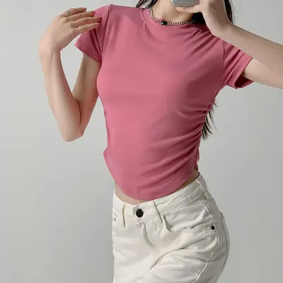 Damen Rundhals-T-Shirt Kurzarm, Slim Fit, Sommer - 8