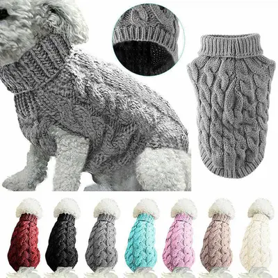 Einfarbiger Strickpullover für Hunde, Herbst und Winter