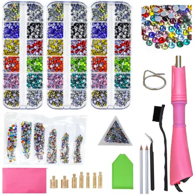 Hot Fix Rhinestone Set with Dotting Pen and Storage Bag - 7