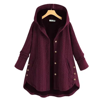 Women's Mid-Length Hooded Long-Sleeve Cardigan Jacket, Irregular Hem