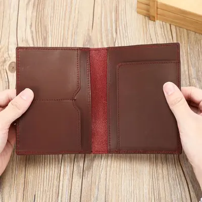 Crazy Horse Genuine Leather Passport Wallet with Card Holder - 12