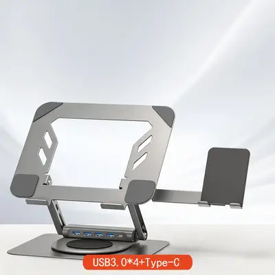 360-Degree Rotatable Laptop Stand with Phone Holder, Foldable - 11