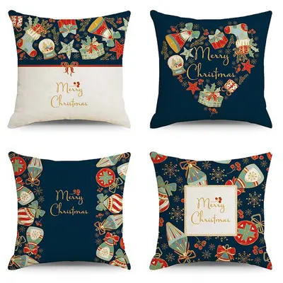 Amerikanischer Vintage-Weihnachts-Leinen-Kissenbezug mit Druck für Sofa-Rückenkissen, Feiertagsdekoration, Kissenbezug ohne Füllung