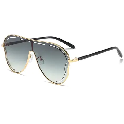 Wide-Frame Women's Party Sunglasses with One-Piece Lenses - 10