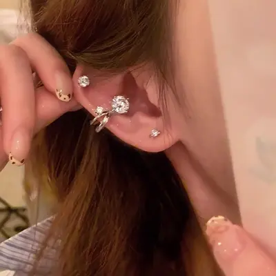 Non-Piercing Zircon Ear Bone Clip Earrings for Women