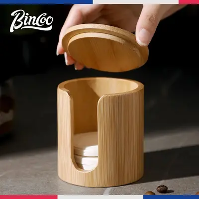 Bincoo Solid Wood Coffee Filter Paper Storage Box, Dustproof, for Coffee Machines