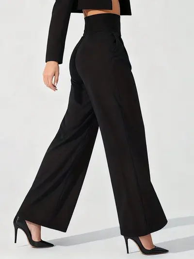 Weite Damen-Anzughose mit hohem Bund
