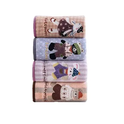 Animal Paradise Towel Set Cartoon Embroidered Coral Fleece Bath Towels Highly Absorbent Quick-Drying Shed-Resistant