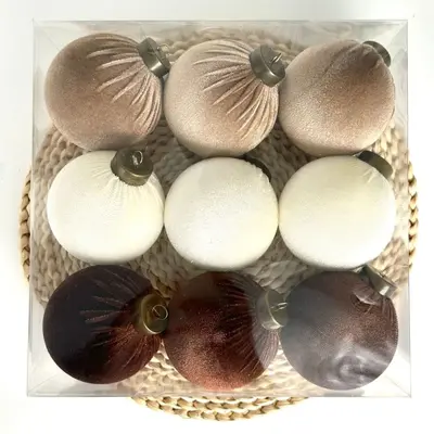 Dark Velvet Christmas Balls, Flocked Christmas Ornaments