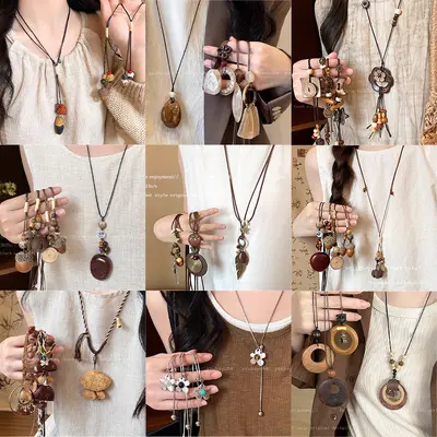 Ethnic style necklace, long sweater chain, women's accessory - 2