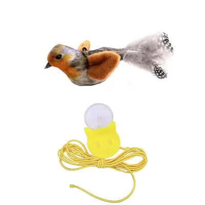 Sesli Simüle Kuş Kedi Oyuncağı, Enerji Harcatıcı Kedi Oltası - 7